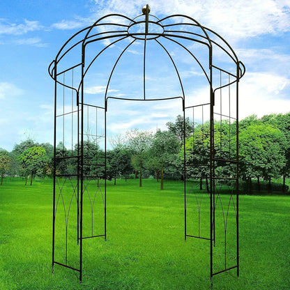 OUTOUR® Franse stijl 4-zijdige vogelkooi vorm metalen tuinhuisje pergola paviljoen boog prieel planten standaard rek voor buiten tuin gazon achtertuin terras, klimwijnstokken, rozen, bloemen, donkere
