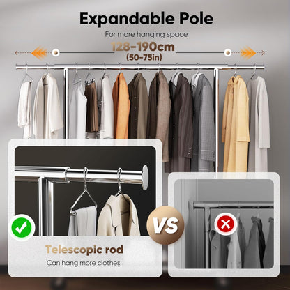 HOKEEPER Kledingrek op wielen, zware belasting, kledingrek voor het ophangen van kleding