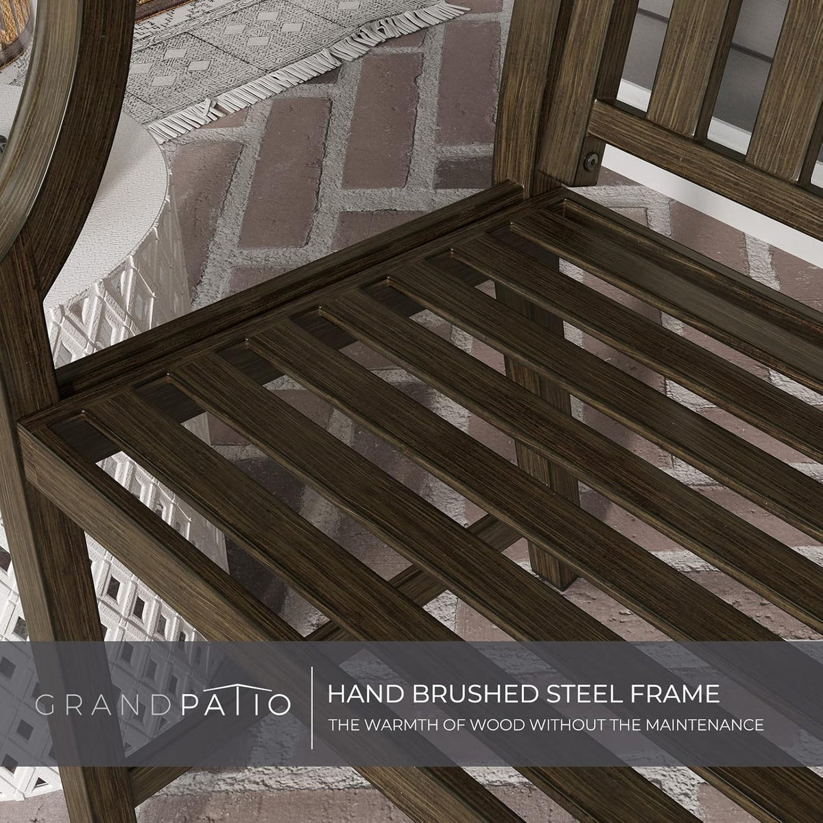 Grand patio Buitenbank, tuinbank met roestwerend aluminium stalen metalen frame, kleur naar keuze, geschikt voor binnen, buiten, terras, park (donkerbruin)