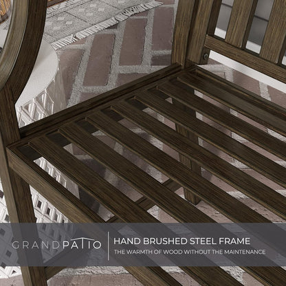 Grand patio Buitenbank, tuinbank met roestwerend aluminium stalen metalen frame, kleur naar keuze, geschikt voor binnen, buiten, terras, park (donkerbruin)