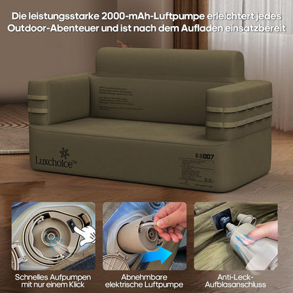 Opblaasbare sofa, camping, luchtbank, campingbank, opblaasbare bank, outdoor luchtsofa met armleuning en draagbare pomp