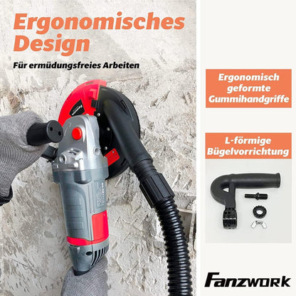 FANZTOOL Betonslijper, betonfrees, set met diamantslijpkop en afzuigkap (2000 W/180 mm)