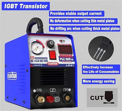 Plasmasnijder 220 V 55 A, HF Non-Touch Pilot Arc, 20 mm Max snijdikte, 15 mm zuivere snede (PLC55P)