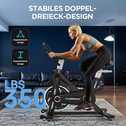 Hometrainer – Fitnessfiets – Fitnessbike – Indoor Bike – Ergometer – Bluetooth Monitor – Stil en Soepel Met Verstelbare Zitting - QUORE