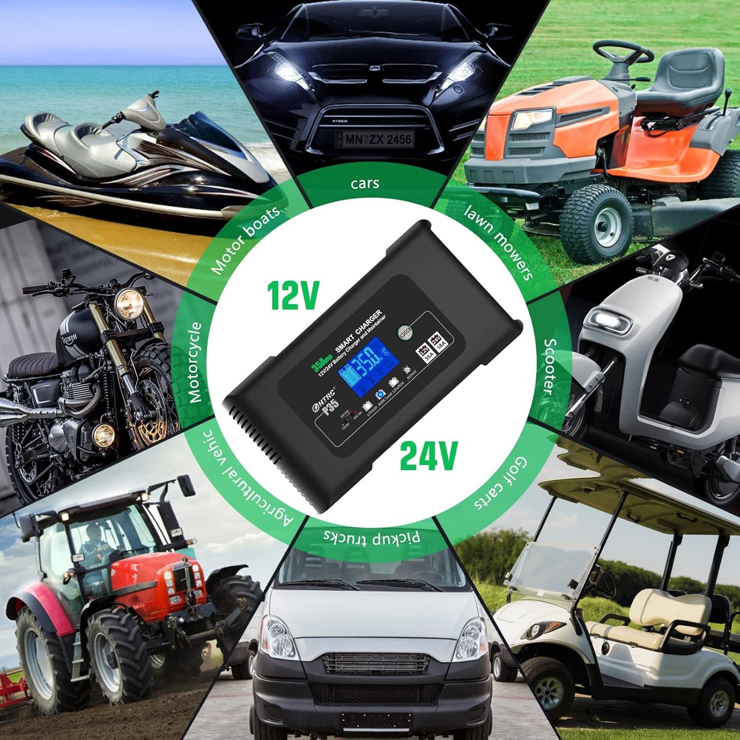 Autoaccu Oplader – Acculader – Batterijlader – Onderhoudslader – Snellader – Intelligente 7-Traps Automatische Lader – Reparatiemodus Voor Lithium En Loodzuur