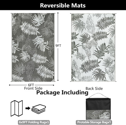 Buiten Vloerkleed - Buitenkleden - Buitentapijt - Opvouwbaar - UV-bestendig - Waterdicht - Buitenmatten - voor Buiten - Balkon - Strand - Picknick -Terras - Rechthoekig - 180 x 270 cm - Grijs