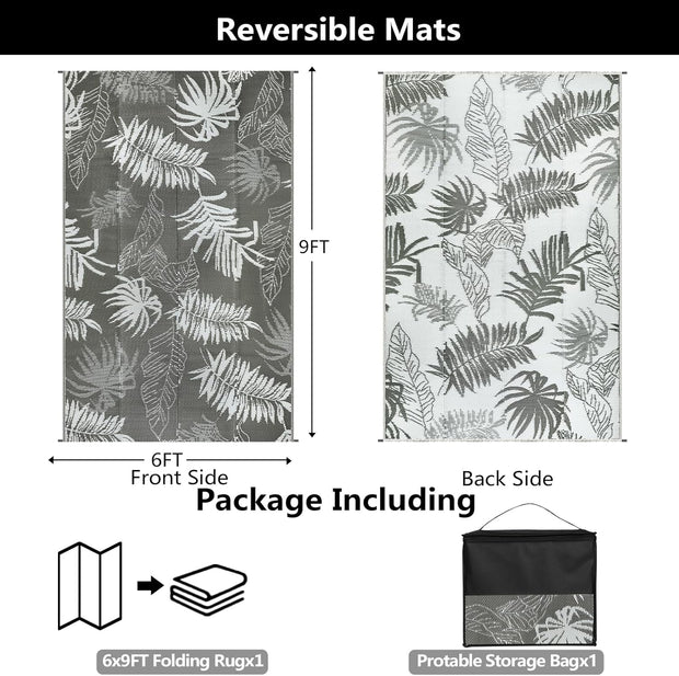 Buiten Vloerkleed - Buitenkleden - Buitentapijt - Opvouwbaar - UV-bestendig - Waterdicht - Buitenmatten - voor Buiten - Balkon - Strand - Picknick -Terras - Rechthoekig - 180 x 270 cm - Grijs