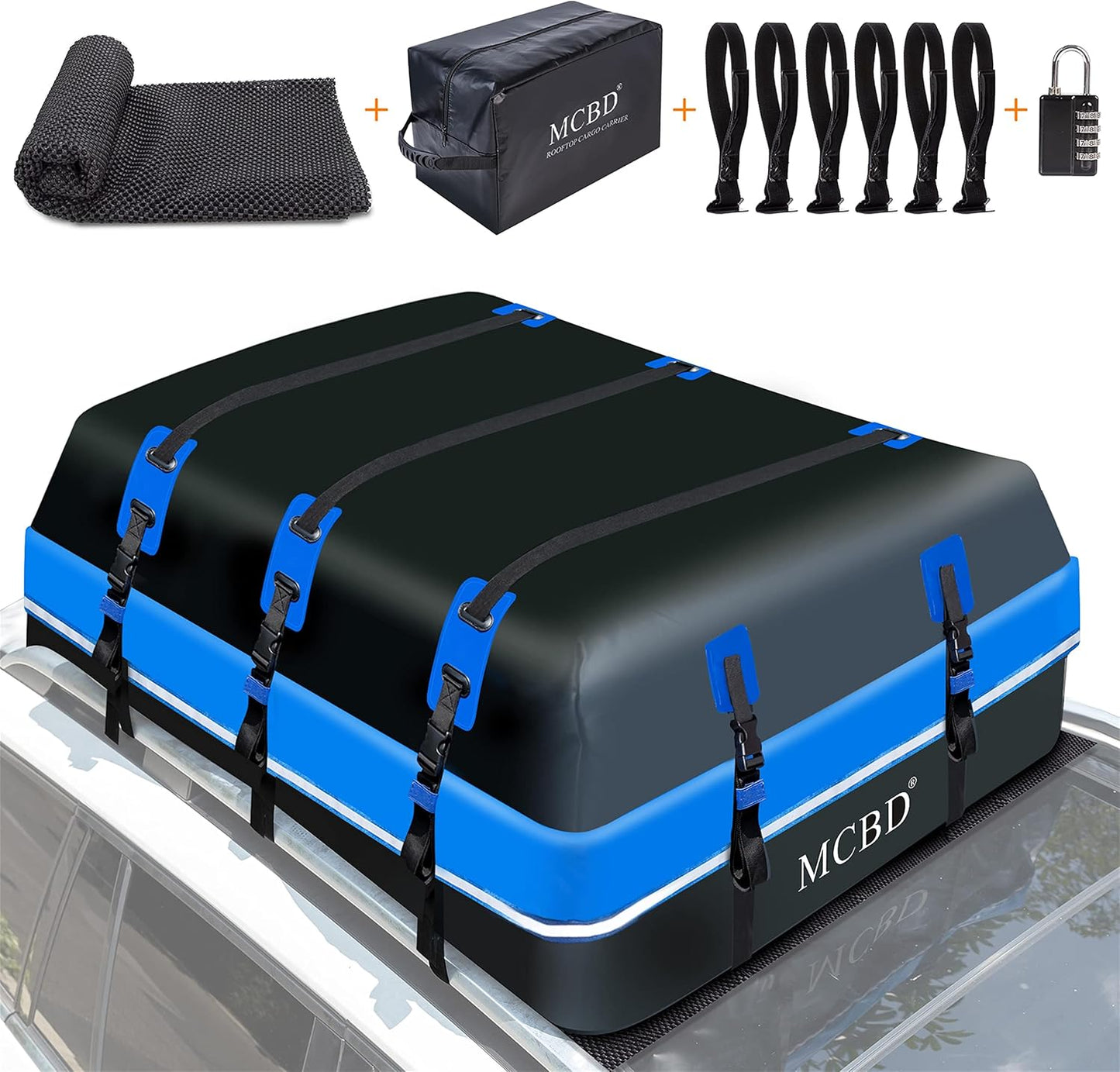 Autodaktas – Dakkoffer – Daktas – Dakbagagezak – Bagagebox – 26 Kubieke Voet Waterdicht – 10 Versterkte Riemen + 6 Deurhaken