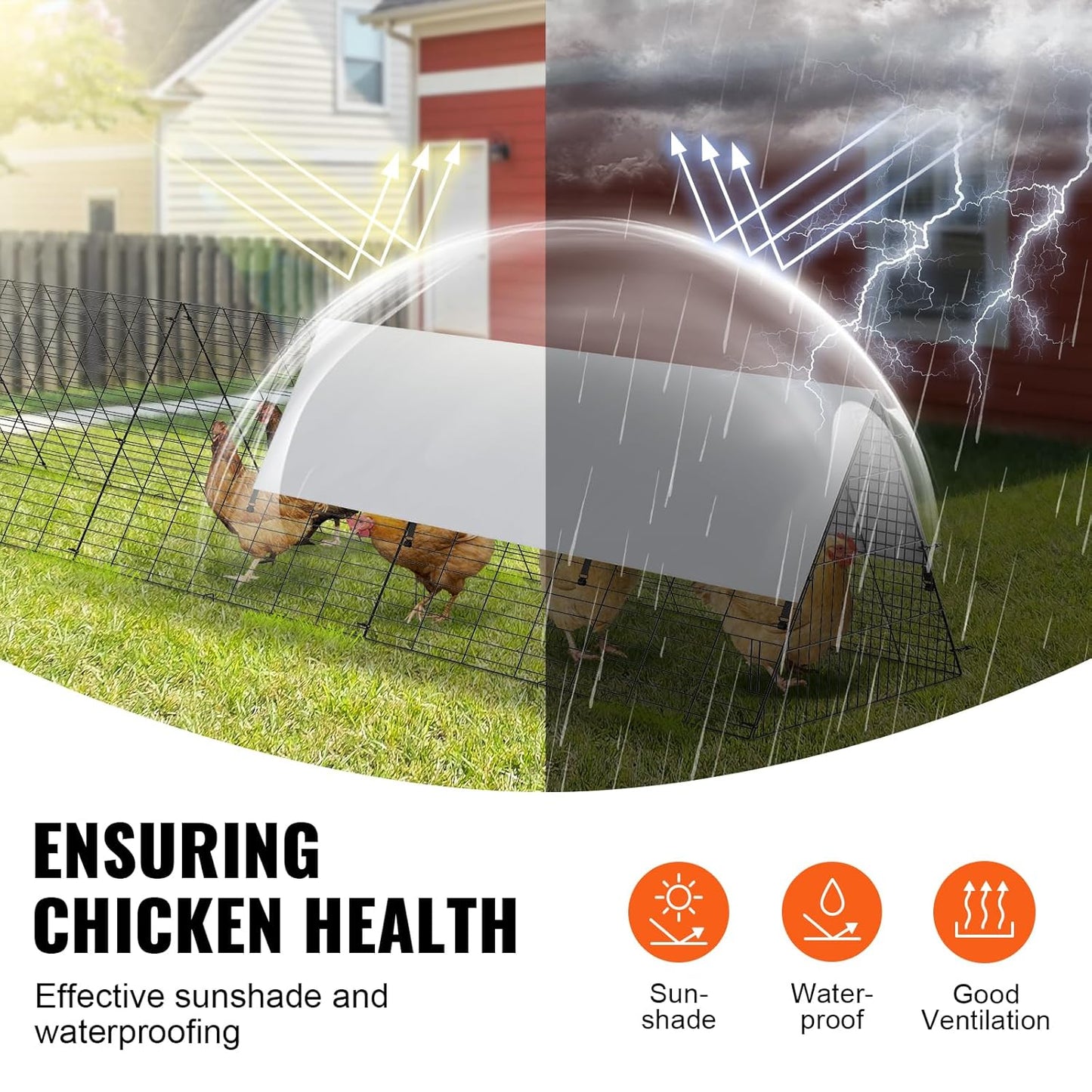 VEVOR Chicken coop with corner frame, 730 x 200 x 61.5 cm, suitable for ducks, rabbits, poultry cage - QUORE