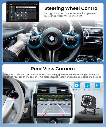 Autoradio 1 Din – Autoradio Draaibaar – Autoradio Touchscreen – Auto Multimedia Speler – Auto Radio Bluetooth – 10,4 Inch Draaibaar Touchscreen – Draadloze CarPlay & Android Auto