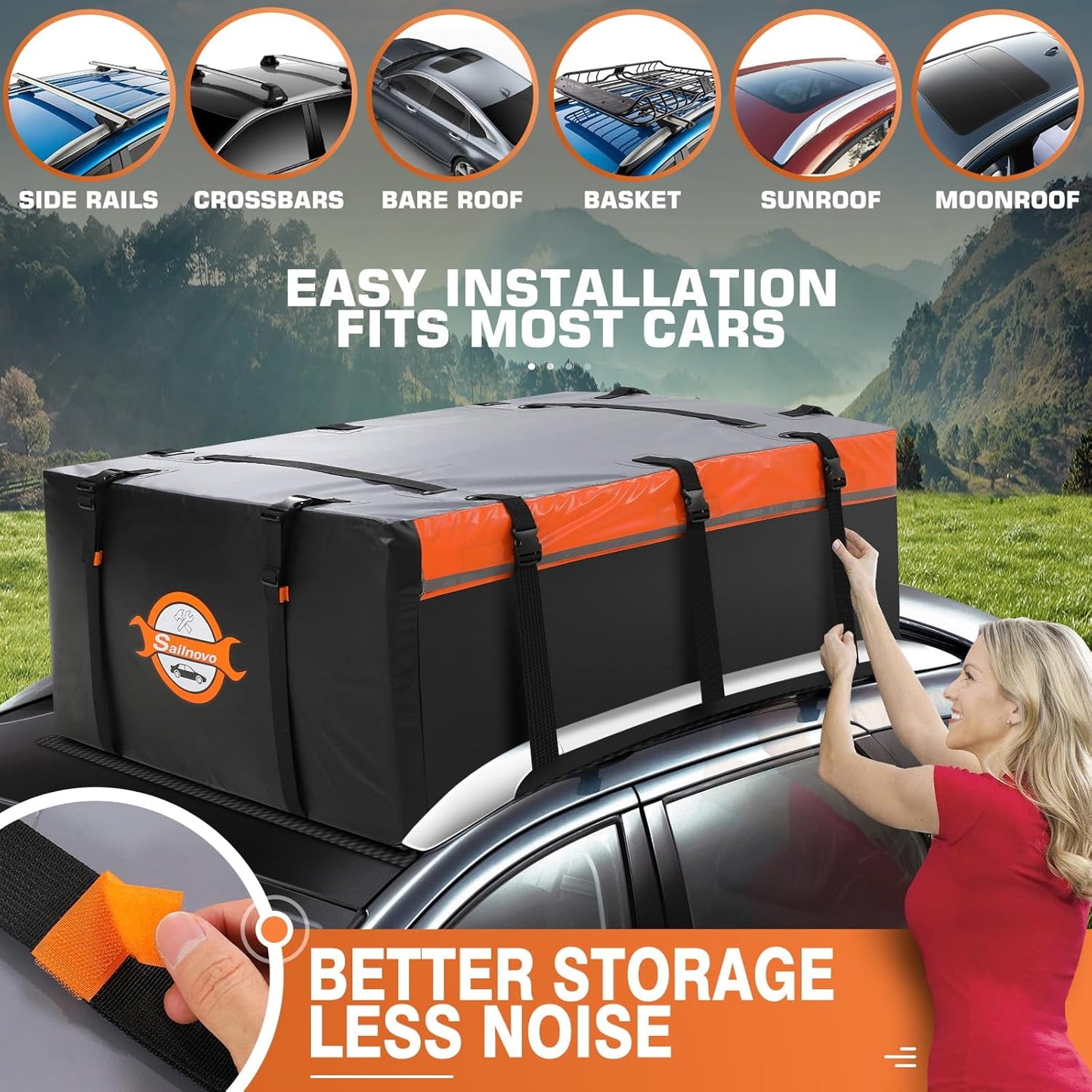 Sailnovo Roof Bag Box SoftShell Carrier 21 piedi cubi Con/Senza portapacchi