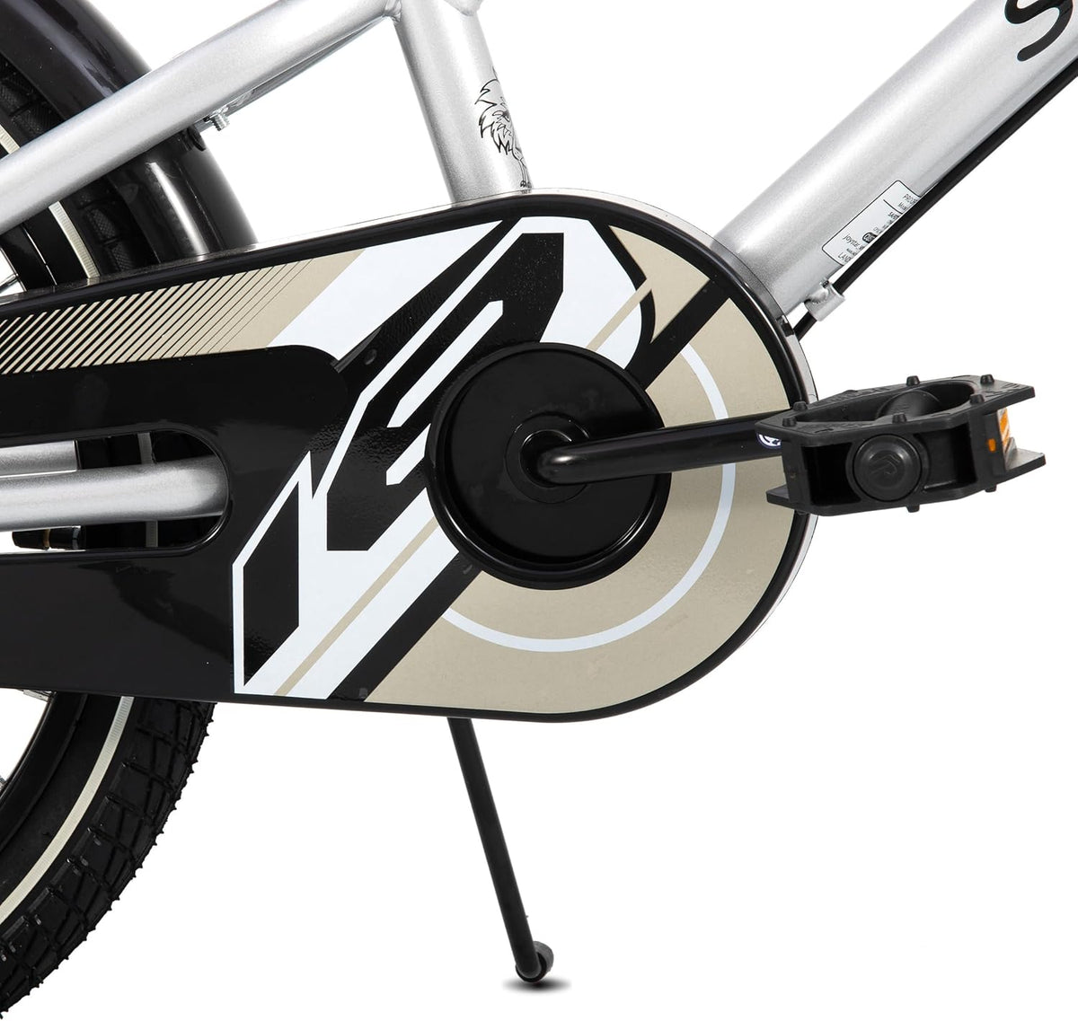 STITCH Vintage 20 inch kinderfiets voor jongens en meisjes van 9-11 jaar, met stabilisator en standaard, zilver