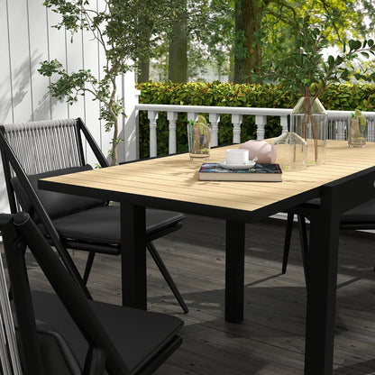 Outsunny Garden Table, Dining Table for 6 People, Patio Table, Expandable Balcony Table, 70 kg Load Capacity Aluminium, Yellow, 81/162 x 80 x 75 cm - QUORE
