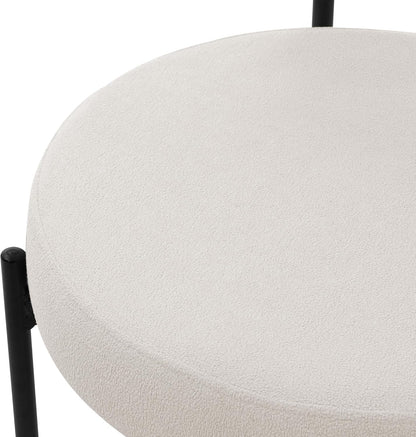 Eetkamerstoelen – Keukenstoelen – Woonkamerstoelen – Beklede Stoelen – Lounge Stoelen – Set Van 4 – Teddy Stof Wit – Ergonomisch Zithoogte 49 cm