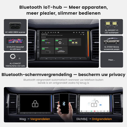 ATOTOZONE Android 2 DIN Autoradio met 7" Touchscreen Ambient Lighting, DriveChat AI Rijassistent, Noodbotsing Alert, Parkeerbewaking, GPS Tracking en Hi-Fi DSP 4V Pre-Out