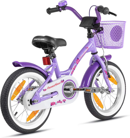 PROMETHEUS BICYCLES kinderfiets 14 inch meisjes- fiets meisje van 4 jaar oud met zijwieltjes terugtraprem Meisjesfiets 14 inch in paars violet