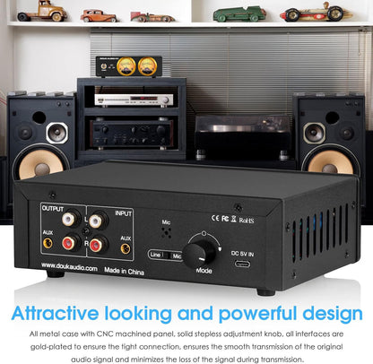Douk Audio VU22 Dubbele analoge VU-meter display, DB-paneel, muziekspectrum, MIC en LINE geluidsniveaumeter, audio-indicator