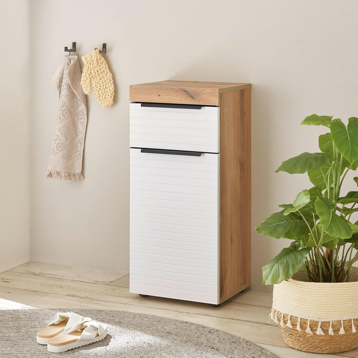 Badkamerkast – Opbergkast – Ladekast – Kastje – Badmeubel – FSC Gecertificeerd Hout – Compact 36x79x31 cm