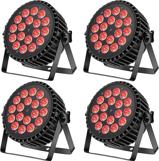 DMX RGBW Podiumlamp – Stage Light – DJ Verlichting – Party Lamp – Disco Lamp – 4 Stuks Set – 18 x 10W RGBW LED’s – 8-Kanaals DMX512 Bediening
