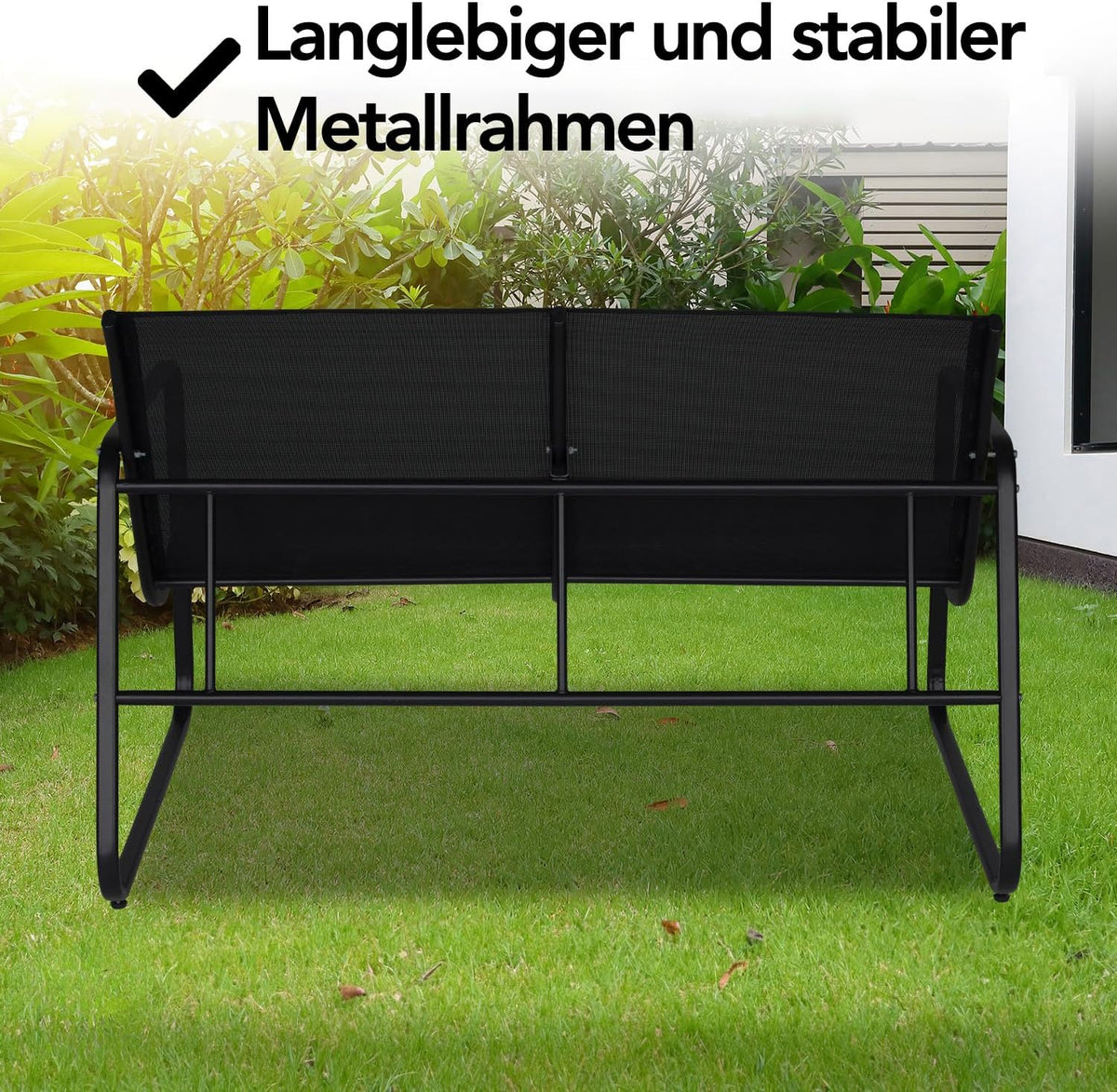 Brixy Tuinset - Loungeset - Tuinmeubelen - Tuinbank - Tuinstoelen - Tuintafel - Glazen blad - 4 Persoons - Zwart/Antraciet