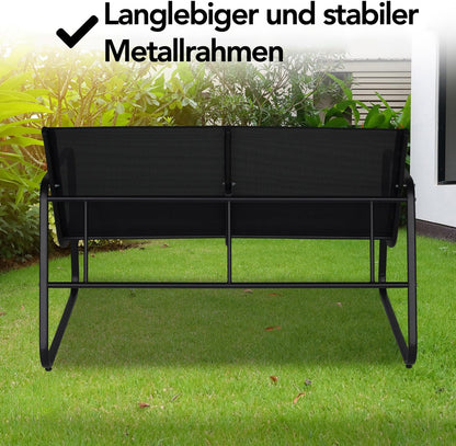 Brixy Tuinset - Loungeset - Tuinmeubelen - Tuinbank - Tuinstoelen - Tuintafel - Glazen blad - 4 Persoons - Zwart/Antraciet