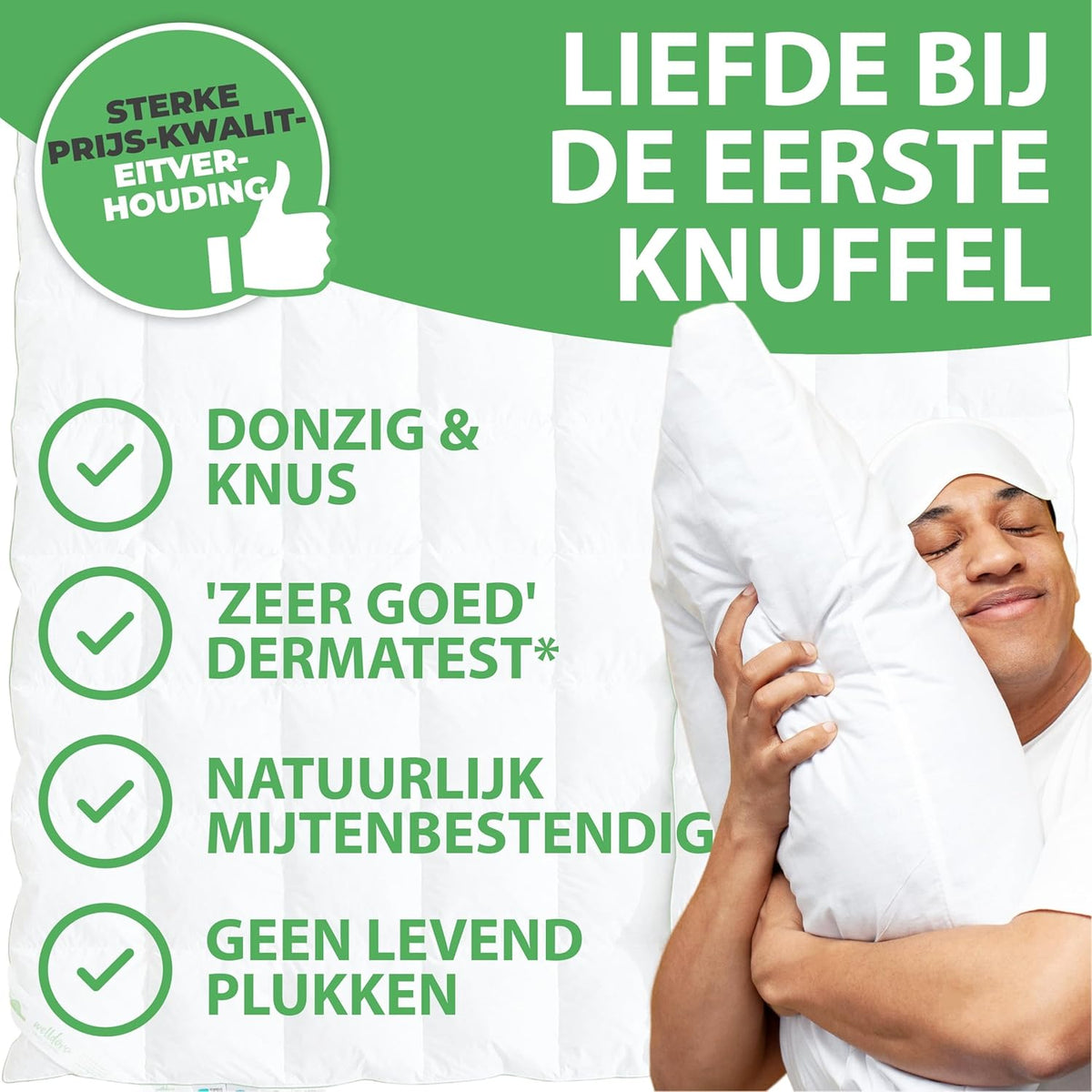 Welldora Dekbed 260 x 220 | 100% Extra Zacht Veren- en Donsdekbed | Zorgvuldig Getest, Oeko-Tex, Allergievriendelijk | RDS-keurmerk voor Dierenwelzijn | All season Dekbed Veren en Dons 260 x 220