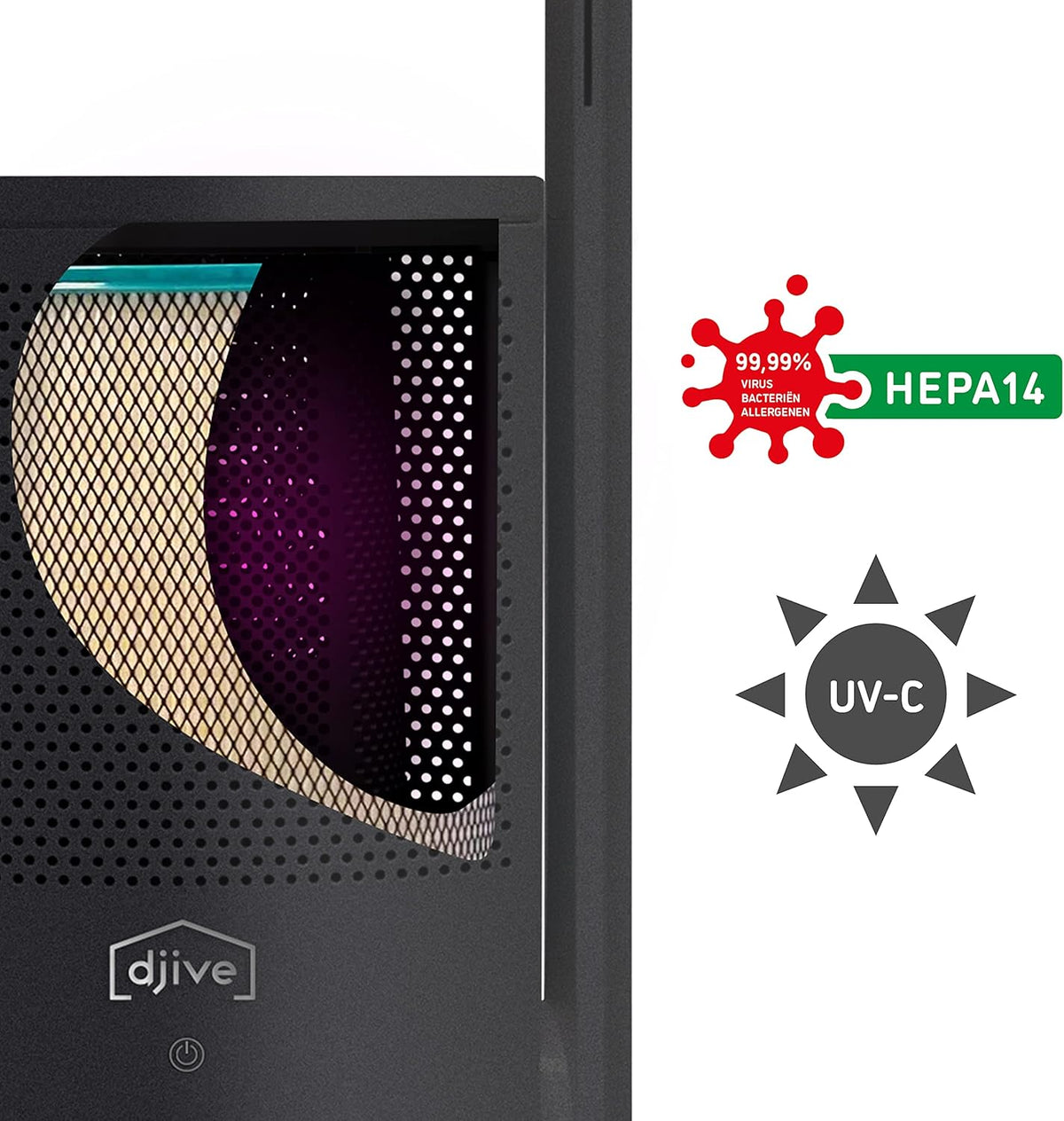 Draadloze 2in1 Torenventilator – Ventilator, Luchtreiniger, Standventilator, Mobiele Ventilator – 6 Uur Batterij – HEPA 14 Filter & UV Desinfectie – Grijs