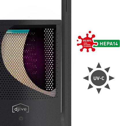 Draadloze 2in1 Torenventilator – Ventilator, Luchtreiniger, Standventilator, Mobiele Ventilator – 6 Uur Batterij – HEPA 14 Filter & UV Desinfectie – Grijs