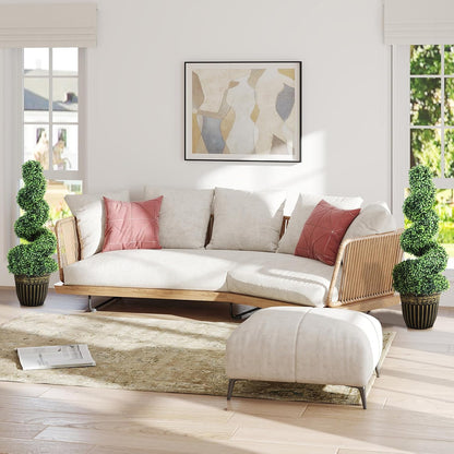 Kunstbuxusboom – Kunstplant – Nepplant – Kunstboom – Buxusplant – Onderhoudsarm – 90 cm Hoog – Spiraalvormige Kunstbuxusbomen Set van 2 – Realistisch Uitziend – Stevige Cementpotten