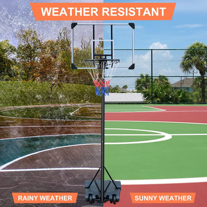 HIONRE Draagbare 7ft Basketbal Transparante Backboard Hoop Net Set Professionele Outdoor Basketbal Stand met Wielen, Verstelbare Hoge 165cm-213cm, Zwart