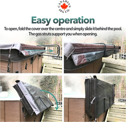 Bekledingshulp voor whirlpools – Cover Lifter – Afdekheffer – Tilhulp – Hefinrichting voor Whirlpoolbekleding – Geschikt voor Vierkante en Rechthoekige Whirlpools tot 243 cm Breed – Gepoedercoat Aluminium met Gasdrukveren