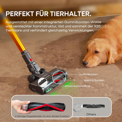 KIPMAX Accustofzuiger, 50000 Pa/550 W/70 min, 1,5 l, draadloze stofzuiger met display, anti-klitborstel, 7-laags filtra en 2 geurplaten, zelfstaande accustofzuiger voor tapijten, dierenharen, harde