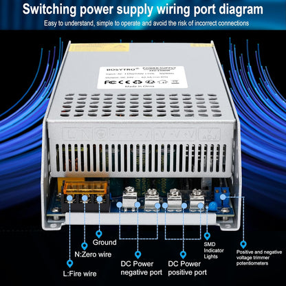 Transformator DC 24V 62.5A 1500W Switch Mode Power Supply AC 110V/220V (PSU SMPS) 24Volt Transformator Industriële Adapter LED Lightbar Lamp Halfgeleider Motor Pomp Lier Versterker Monitoring