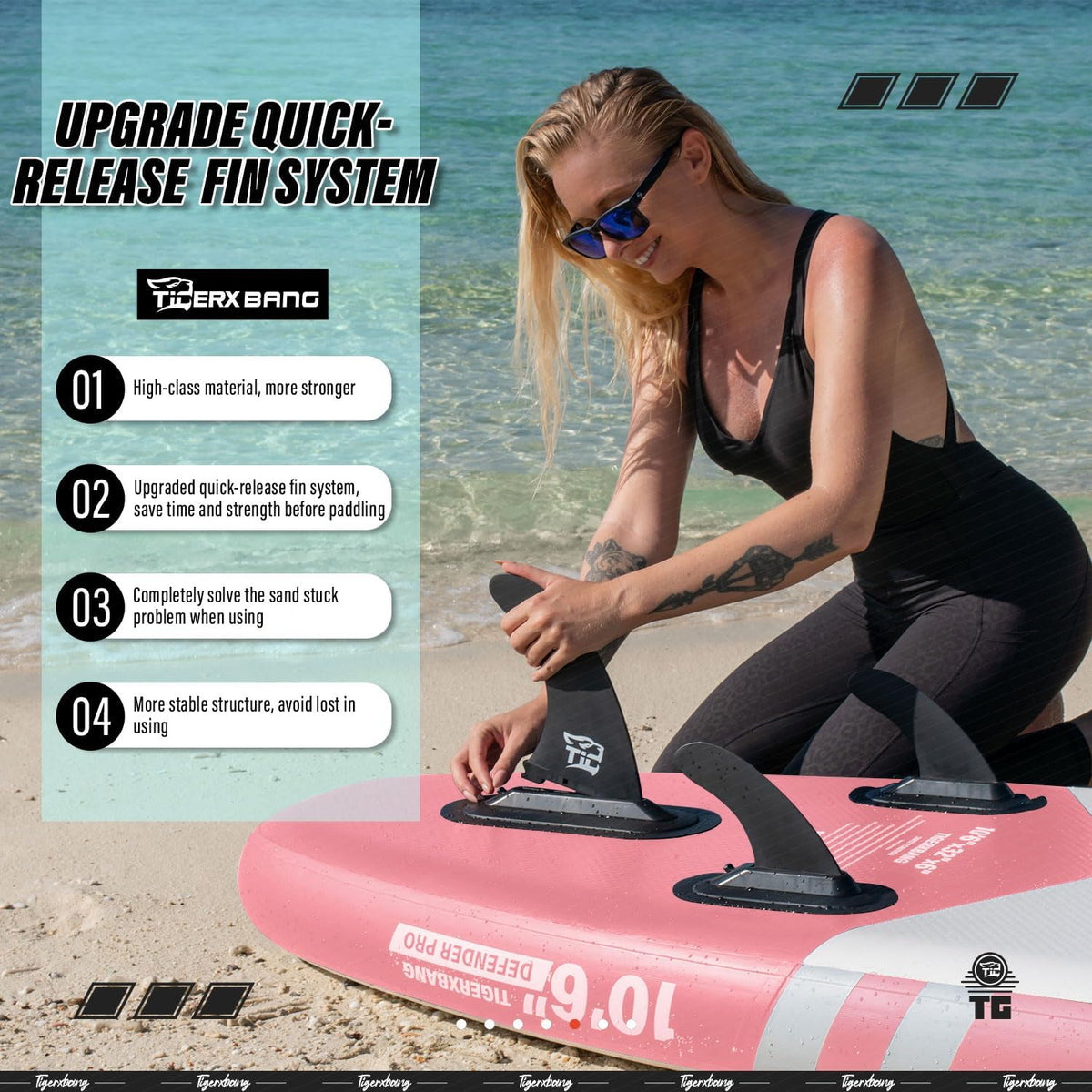 TIGERXBANG Stand Up paddleboards 323 x 81 x 15 cm丨305 x 76 x 15 cm met hoogwaardige board-accessoires, opblaasbare paddleboards voor volwassenen/kinderen, staand paddleboarden