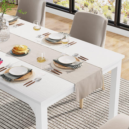 Tribesigns Dining Table, 180 x 80 cm, Industrial Kitchen Table for 6-8 People, Rectangular Dining Table for Dining Room, Kitchen, Living Room, with Robust Metal Legs (White)