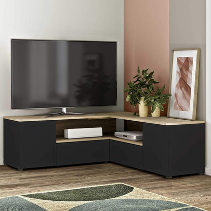 TemaHome, TV-hoek, zwart en eiken, 130 x 40 x 46 cm (B x D x H)