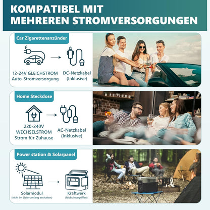 EUHOMY Compressor-koelbox, 21 liter, -20 °C ~ 20 °C, 12 V auto-koelkast, draagbare vriezer 12/24 V DC 220-240 V AC, met app-besturing voor camping, reizen, vrachtwagen, huis