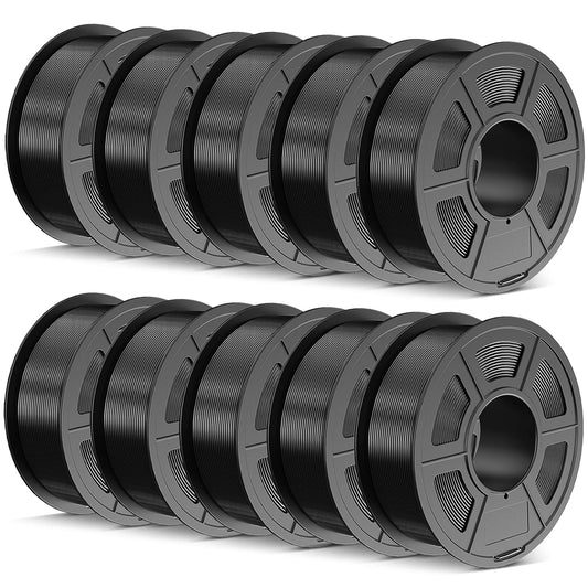3D printer filament – 3D print filament – printer draad – 3D printer materiaal – 3D printing filament – PETG – 1,75 mm – 10 kg (10 x 1 kg) – sterk en taai – maatnauwkeurig ± 0,02 mm – zwart