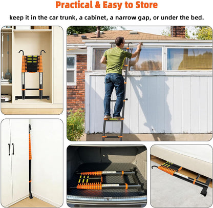 Telescopische ladder, 5 m, uittrekbare ladder, vouwladder, staande ladder, antislip, multifunctionele ladder, huishoudladder