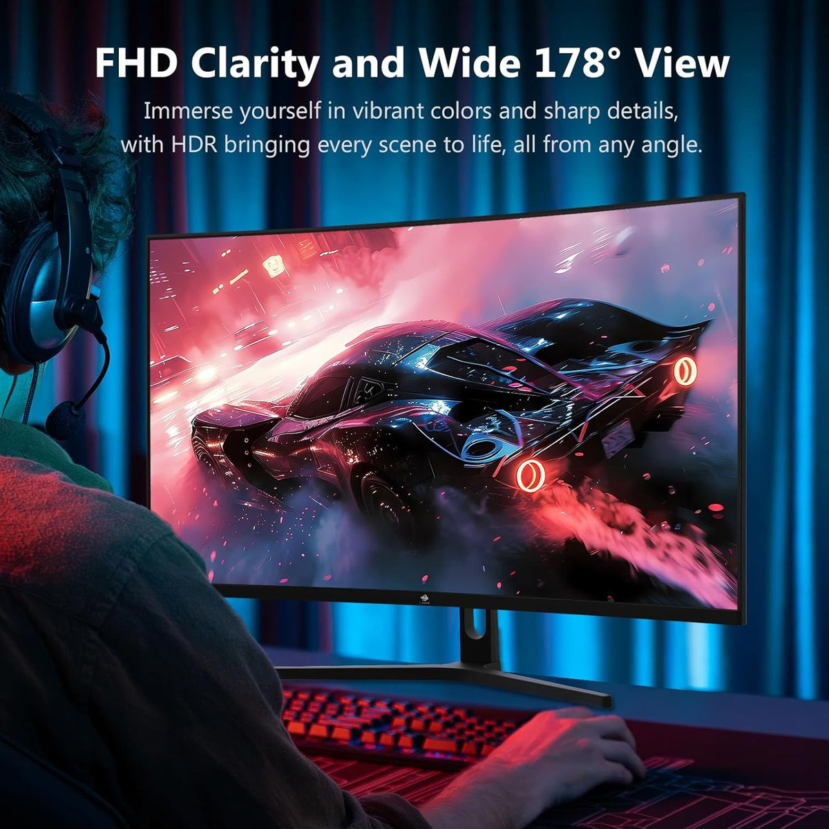 Z-Edge Gaming Monitor Curved 32'' 240Hz, 1ms, 1080P, FreeSync, Screen Game LED 16:9, 1500R VA, Adjustable Tilt, 2*HDMI 2.0 & 2* DP 1.4, RGB Breathlight(HDMI Cable Included)