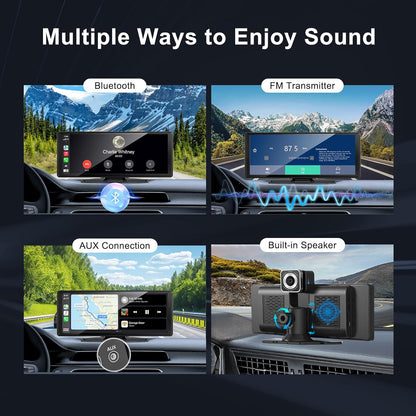 LEXXSON Draagbare autoradio met draadloos CarPlay Android autodisplay, 4K dashcam en 1080p achteruitrijcamera, 3-in-1 met IPS touchscreen, Car Play Bluetooth/FM/AUX/TF-kaart, plug & play