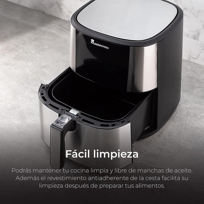 MasterPro Foodies XXL Friteuse Kit zonder olie, 6 l, 1800 W, samen met oliesproeispray, led-display en anti-aanbakmand, luchtfriteuse, 8 verschillende functies in 1