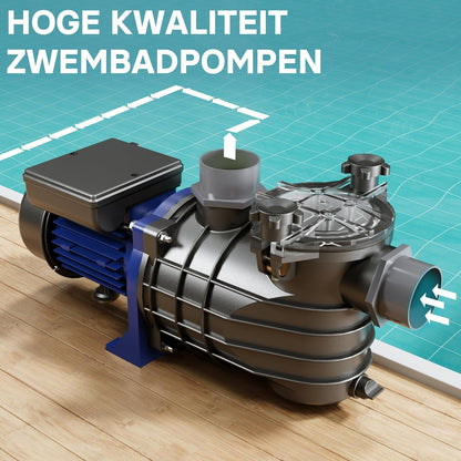 Wiltec zwembadpomp 180 W, poolpomp met een debiet van 10800 l/h, filterpomp voor zwembad met opvoerhoogte van 8 meter, circulatiepomp voor waterfilter in pools