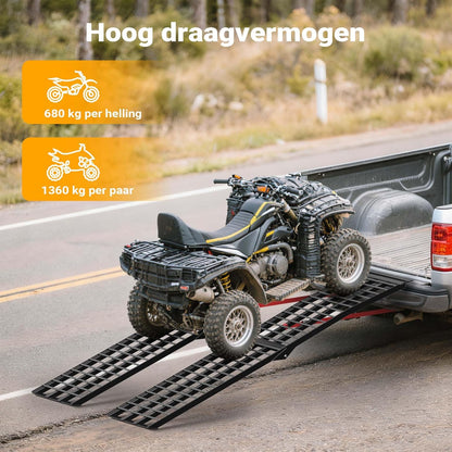 Oprijplaat aluminium opvouwbaar – 274cm 680kg – motoroprijplaat oprijsteun oprijplank