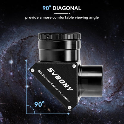 Svbony SV223 Diagonale Spiegel, 2" 90° Sterdiagonaal met 1,25" Adapter en Koolstofvezelmateriaal, 99% Reflectiviteit Zenith Spiegel voor Planetaire Deep Sky Visual