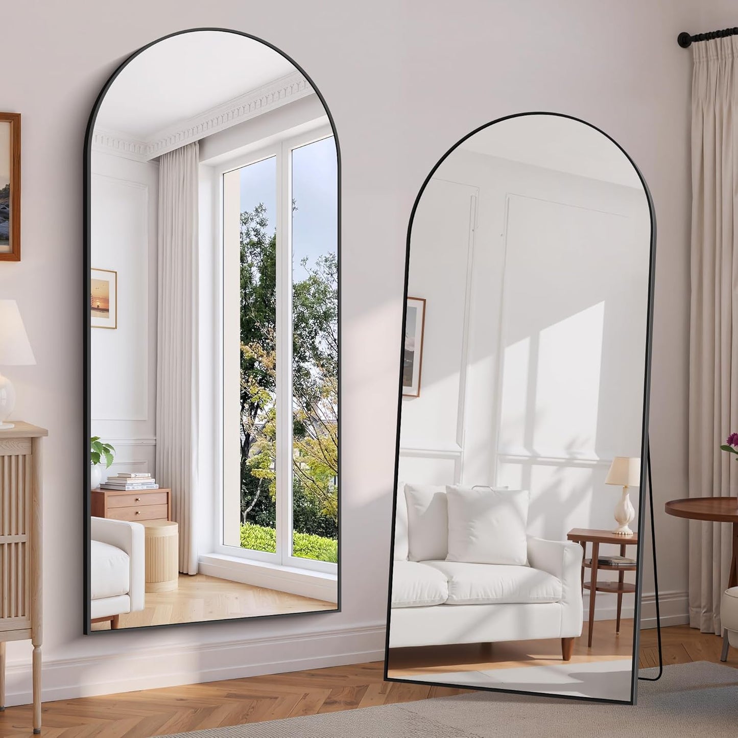 Full-body Spiegel – Grote Staande Spiegel – Muurspiegel – Volledige Lengte Spiegel – Zwarte Lijst Spiegel – 192 x 85 cm – Onbreekbaar Glas Met Aluminium Frame