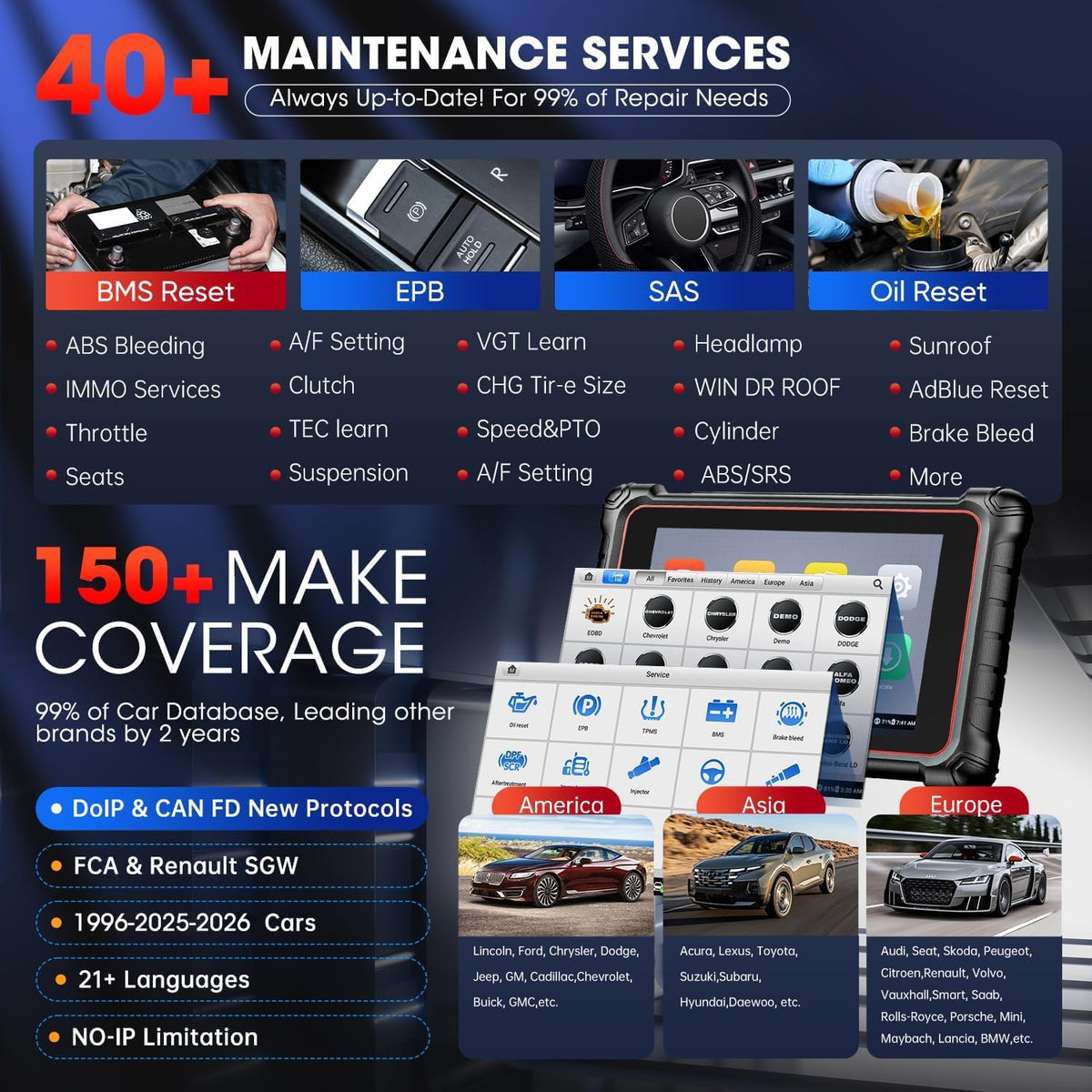 Autodiagnoseapparaat – Diagnose Scanner – OBD2 Tester – Scan Tool – Diagnosetool – 8 Inch HD Touchscreen – Bidirectionele Actieve Tests