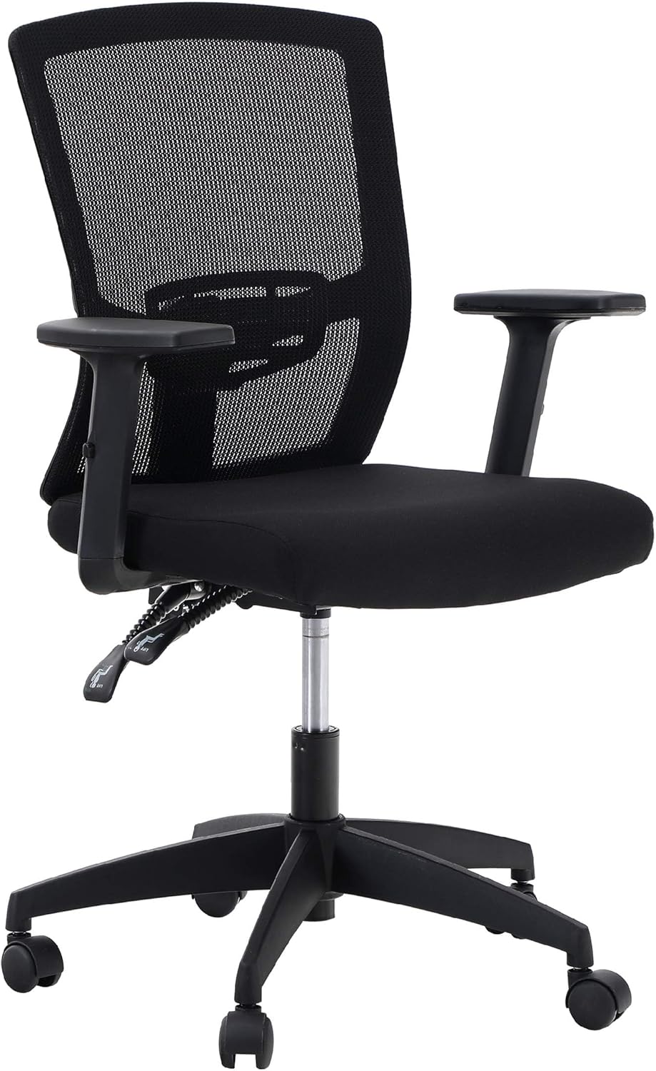 ALPHA HOME Office Chair, Ergonomic Height Adjustable Swivel Chair, Computer Office Chair with Adjustable Lumbar Support, Armrest, Tilt Function, Up to 160 kg Load Capacity