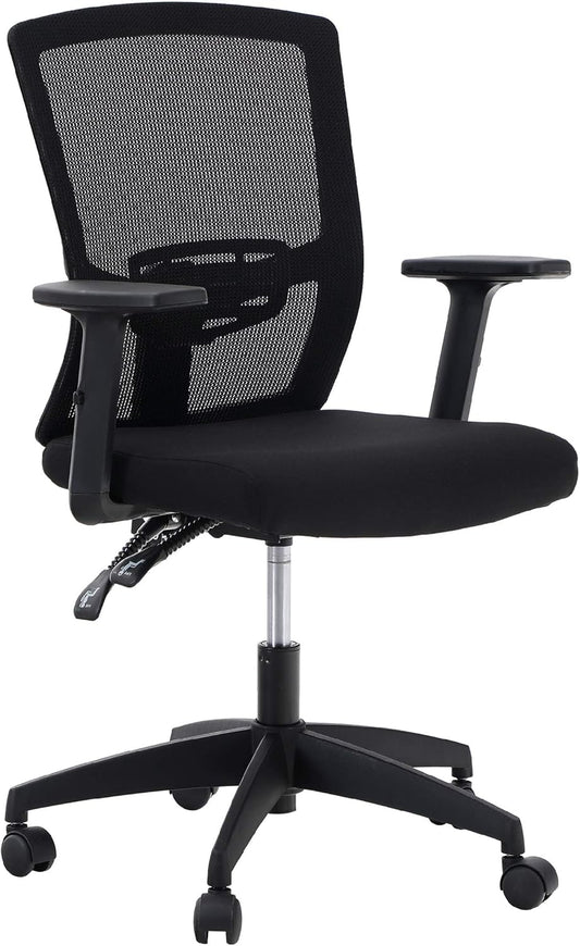 ALPHA HOME Office Chair, Ergonomic Height Adjustable Swivel Chair, Computer Office Chair with Adjustable Lumbar Support, Armrest, Tilt Function, Up to 160 kg Load Capacity