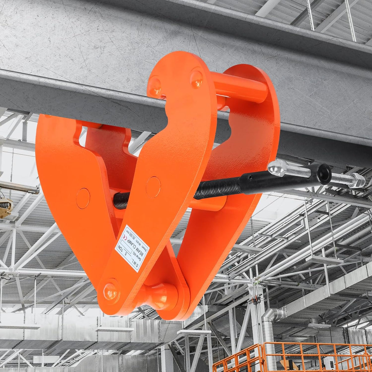 Dragerklem 5000 kg/5 T, montageklem stalen spindelklem, draagvermogen 5000 kg, grijpbereik 80-320 mm voor I-stalen drager, werkbelasting, beam lifting klem